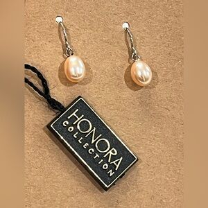 Honora Pink Silver Rose Pearl Drop Earrings